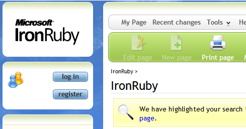 Microsoft IronRuby Webpage (2008)